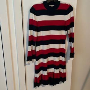 LOFT Red White and Blue Striped Dress
